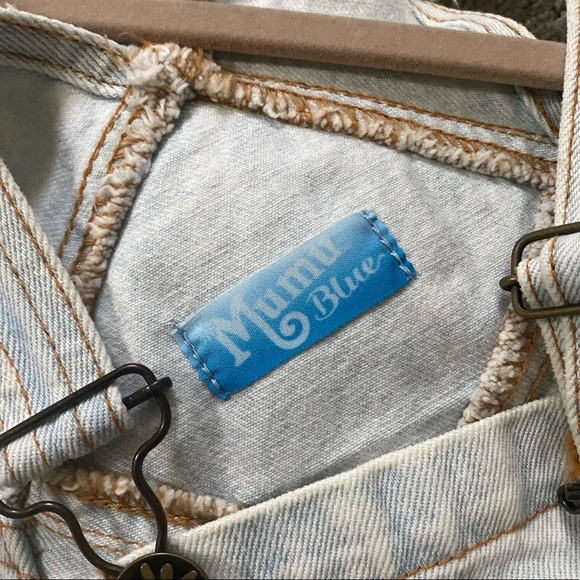 Show Me Your Mumu Denim Overall Shorts Large - Picture 4 of 5
